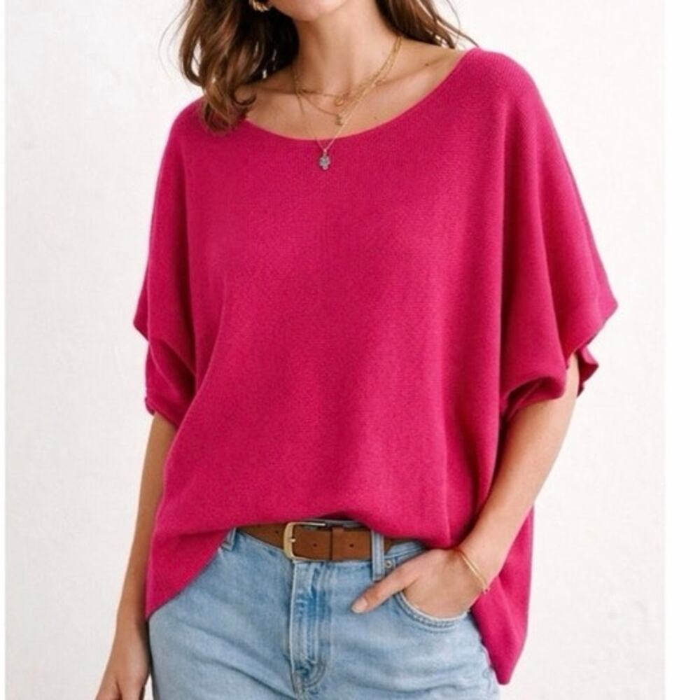 evolution by cyrus boatneck waffle domain sweater dark pink  XL NWT